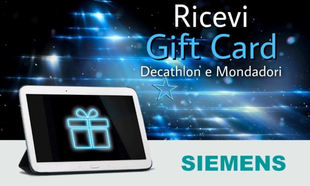 Siemens regala Gift Card Decathlon e Mondadori