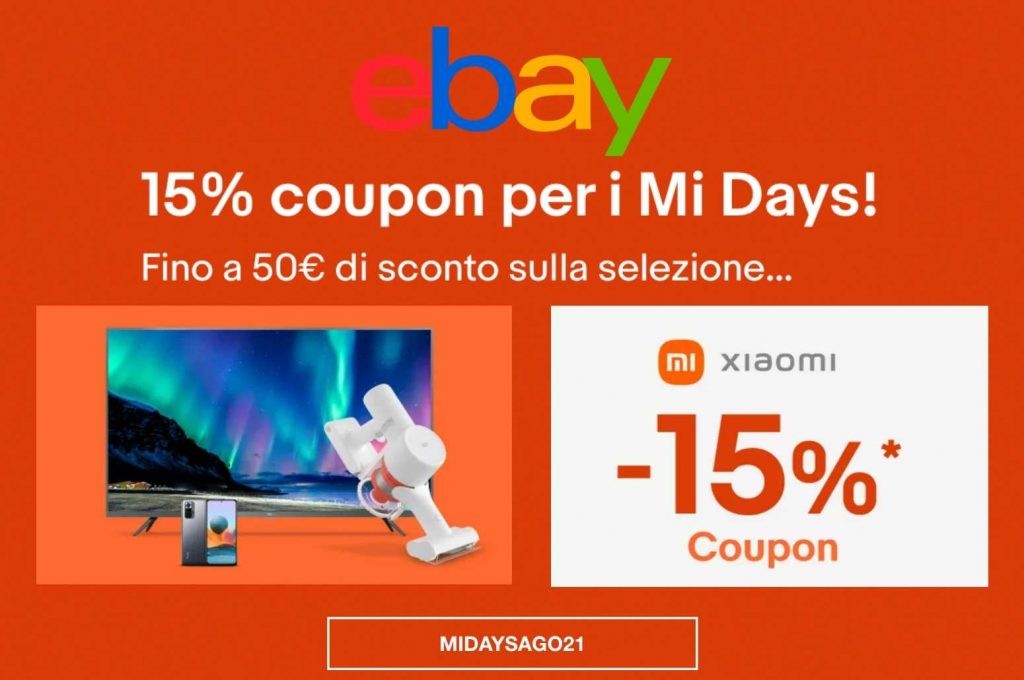 Xiaomi Mi Days ebay codice sconto del 15